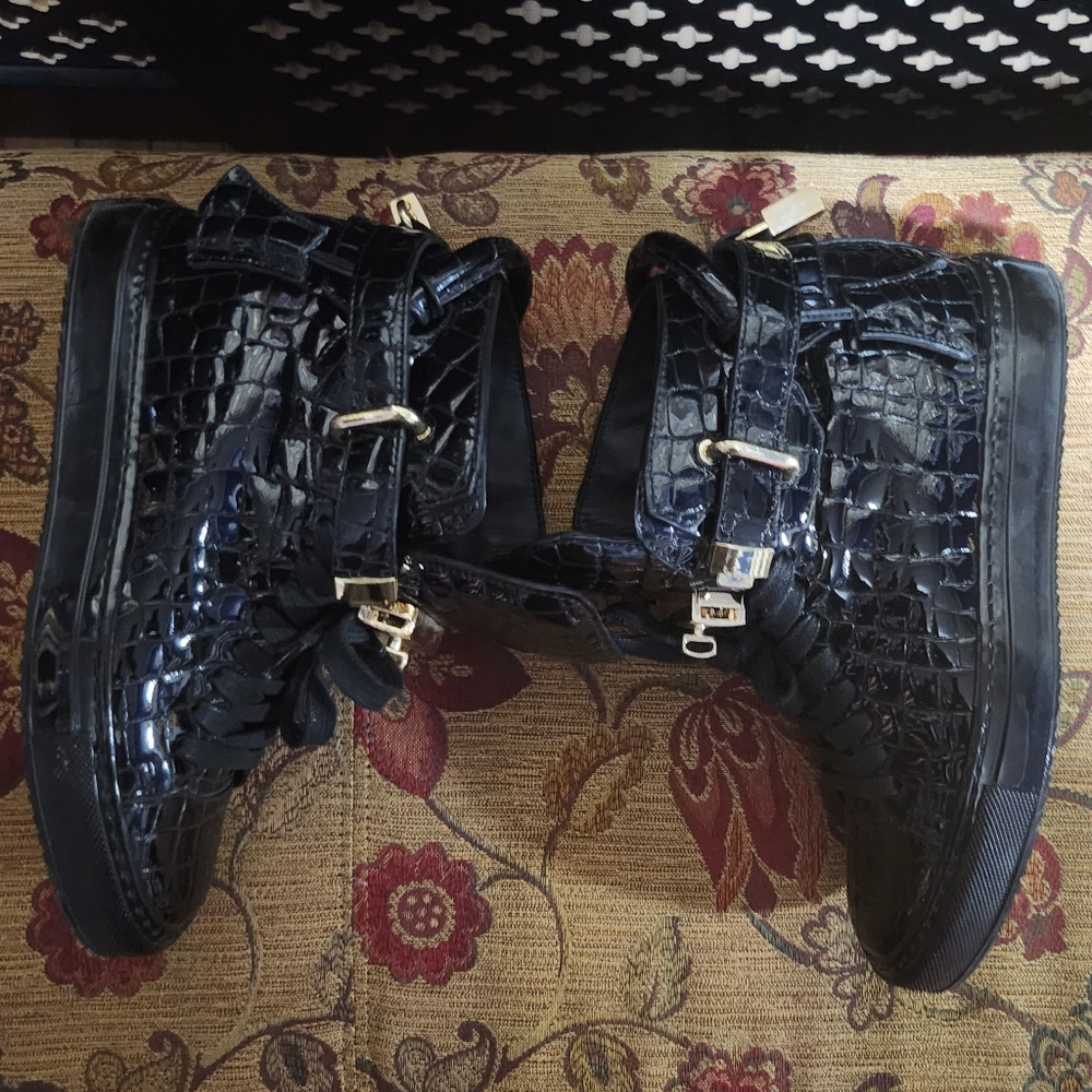 Buscemi 100mm Croc Embossed Leather Trainer sz 37